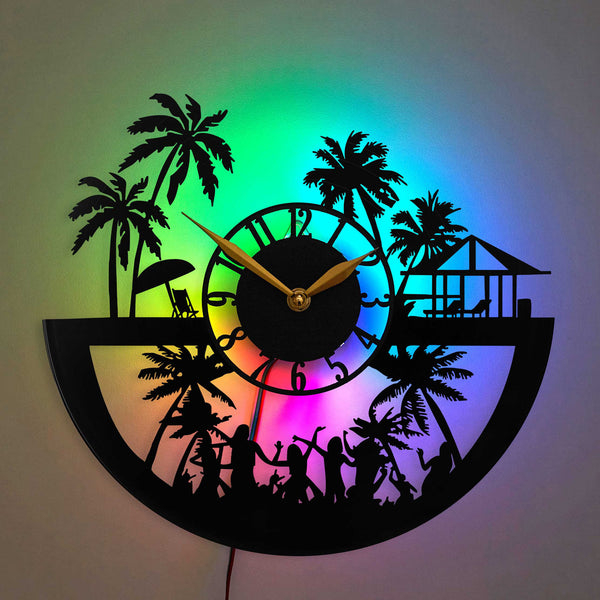 Beach Clock Hawaiian Clock Palm Tree Beach Wall Clock Nautical Wall Clock Surfboard Clock Coastal clock coastal wall clock ocean clock