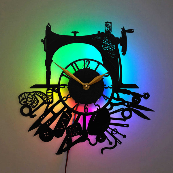 Sewing Clock Sewing Decor Couture Sewing Room Decor Sewing Room Clock Sewing Machine Clock Cross Stitch Clock