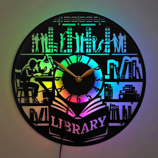Library Clock, Books Clock, Library Decor, Book Lover Clock, Library Lover Gift, Reading Theme Decor, Study Room Clock, Educational Decor