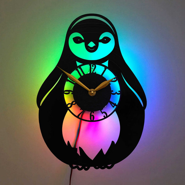 Penguin Clock, Penguin Gift, Penguins Wall Decor, Baby Penguin Design, Kids Room Clock, Penguin Lovers Gift