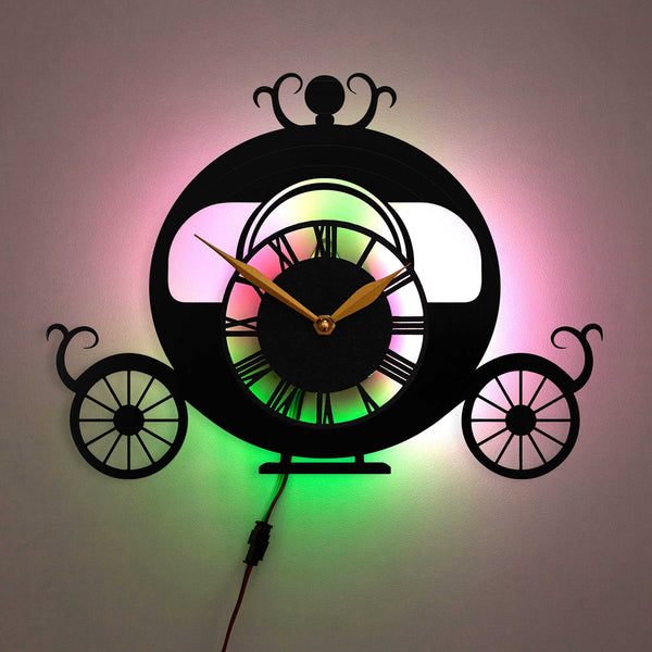 Pumpkin Carriage Decor, Fairy Tale Theme Clock, Pumpkin Carriage Clock, Royal Design Wall Clock