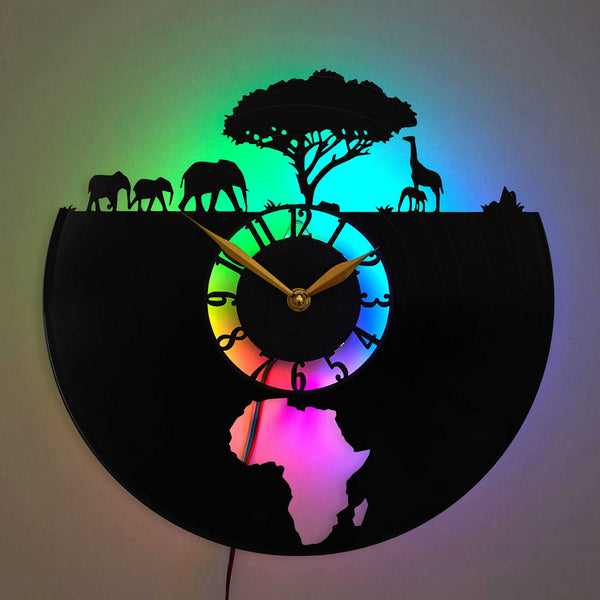 Africa Wall Clock, Africa Decor, Giraffe Clock, Elephant Clock