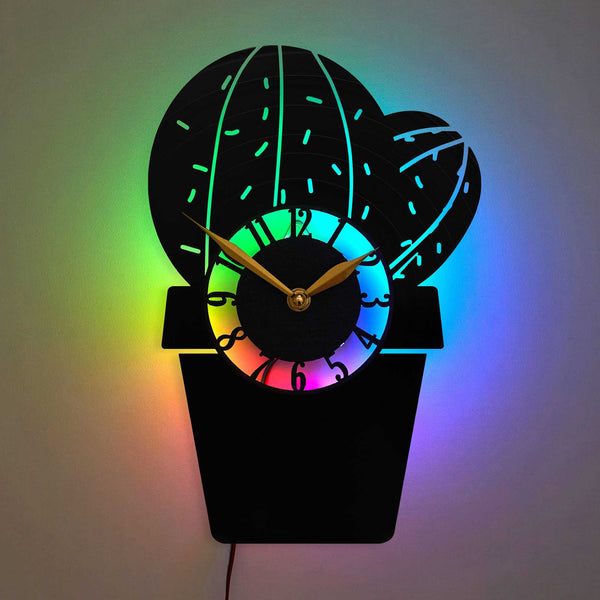 Cactus Clock, Cactus Gift, Cactus Decor, Succulent Plant Clock, Plant Lover Gift, Modern Cactus Home Decor