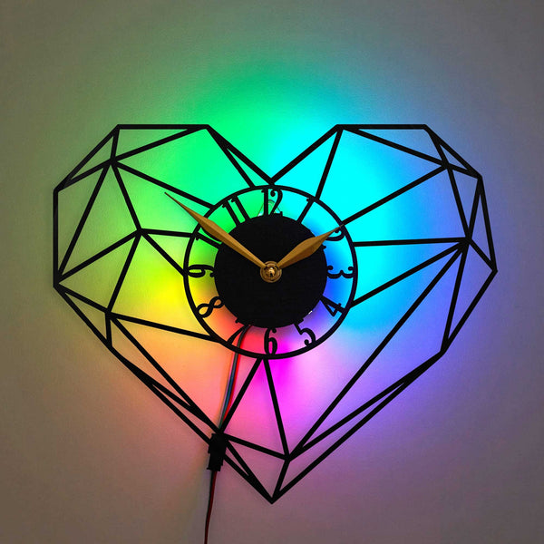 Heart Clock, Heart Decor, Heart Gift, Geometric Heart Wall Clock, Abstract Heart Decor