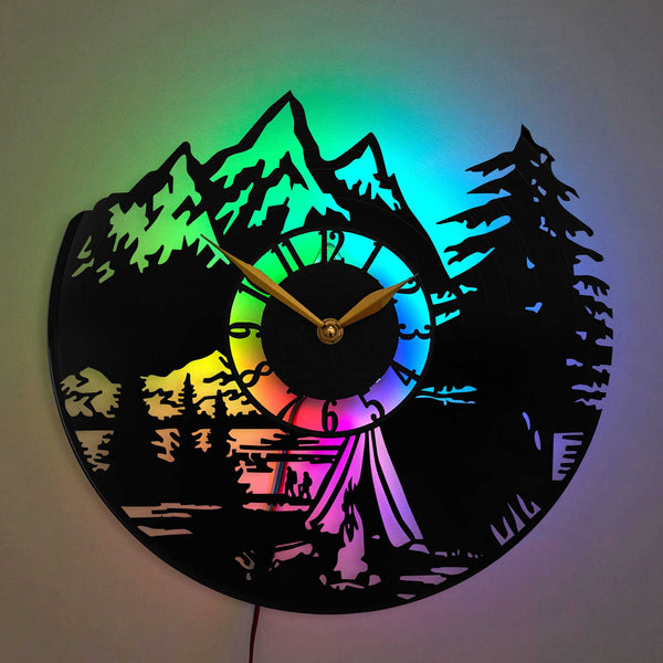 Mountain Wall Clock, Modern Decor for Lake House, Log Cabin, Mountain Farmhouse , Camper, Man Cave, Home Living Room
