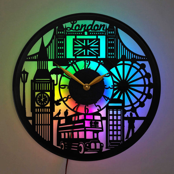 London Clock, London Gift, London Wall Decor, London Skyline Clock, Big Ben Clock, Tower Bridge Clock, London Eye Clock