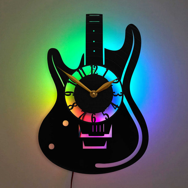 Guitar Wall Clock with Led Light, Guitar Clock, Music Home Decor, Music Themed Wall Clocks