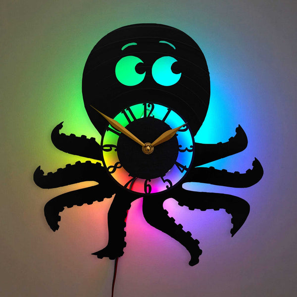 Octopus Wall Clock, Octopus Decor, Octopus Gift, Octopus Lover Gift, Cartoon Style Clock