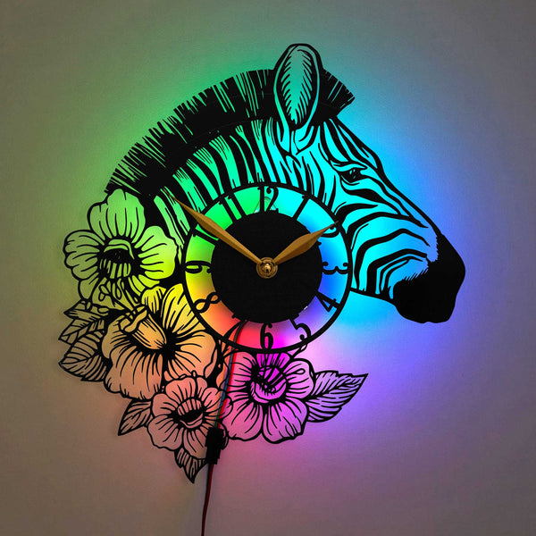 Zebra Clock, Zebra Decor, Zebra Silhouette Clock, Animal Lover Gift, Africa Lover Gift