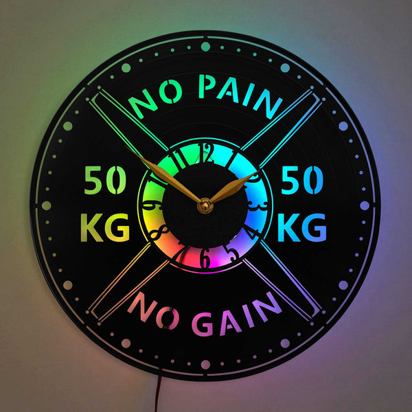 Fitness Clock, Gym Clock, Barbell Clock, Workout Room Decorations for Fitness, Crossfit and Athletic Sports, Home or Garage Gym