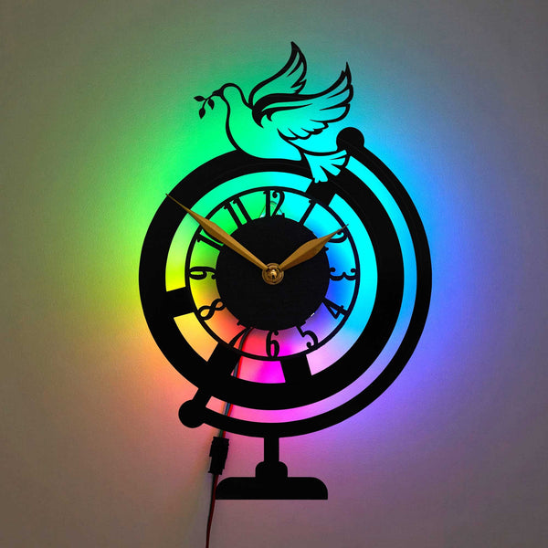 Peace Clock, Globe Design Clock, Peace Symbol Clock, World Theme Clock