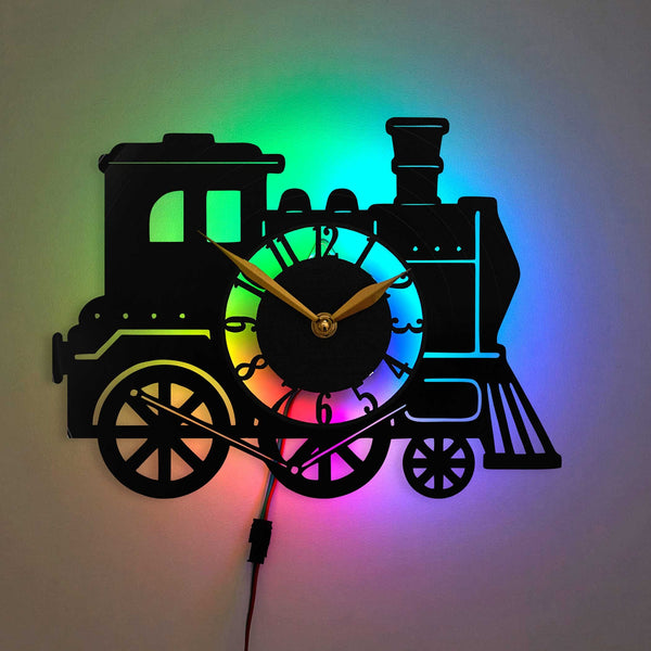 Train Wall Clock, Railroad Clock, Gift for Adults and Kids, Railroad Memorabilia for Men, Decor Style