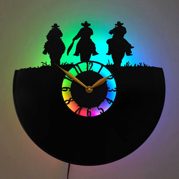 Texas Clock, Texas Wall Decor, Cowboy Clock, Western Style Clock, Three Cowboys Clock, Hats and Boots Clock