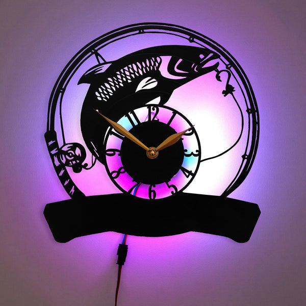 Fishing Clock, Fishing Decor, Fishing Gift Idea, Fisherman Decor, Fish and Hook Design Clock
