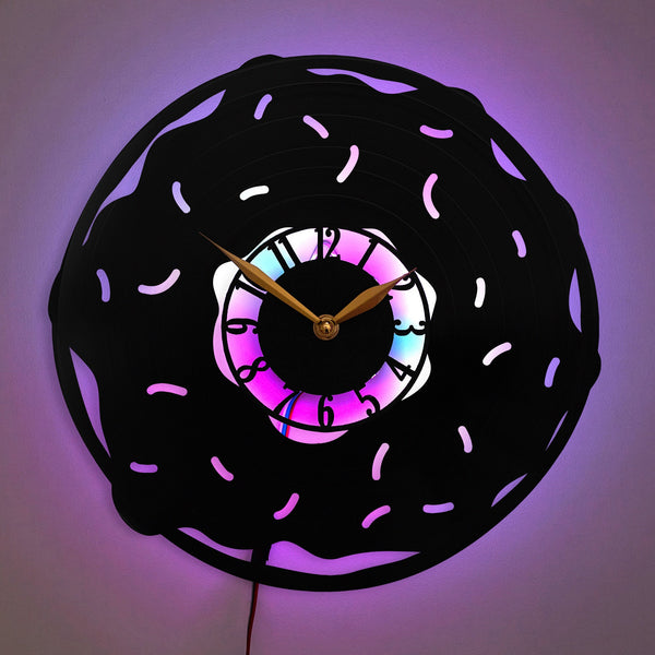 Donut Clock, Sprinkles Design Clock, Food Theme Clock, Dessert Decor Clock, Sweet Treat Clock, Fun Donut Clock, Donut