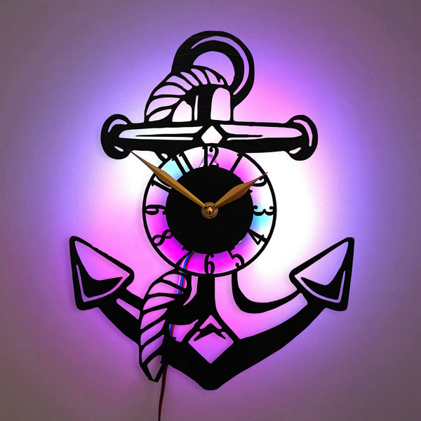 Anchor Wall Clock, Marine Theme Clock, Sailor Decor Clock, Boat Themed Clock, Anchor Shape Clock, Nautical Decor Clock, Anchor