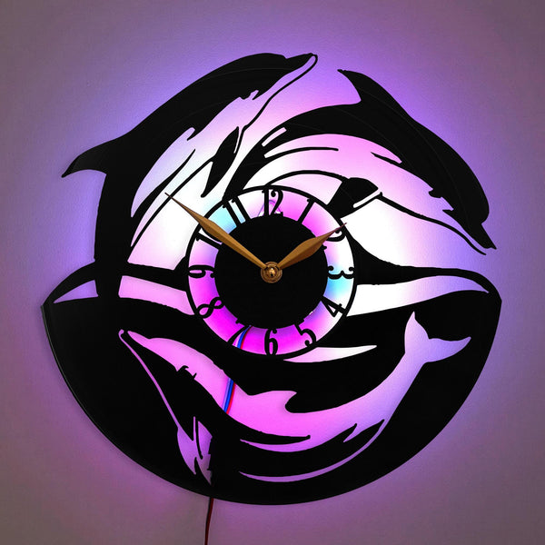Dolphin Clock, Dolphin Gift, Ocean Wave Clock, Marine Life Clock, Dolphin Art Clock, Sea Animal Clock, Sea Life Clock, Dolphin