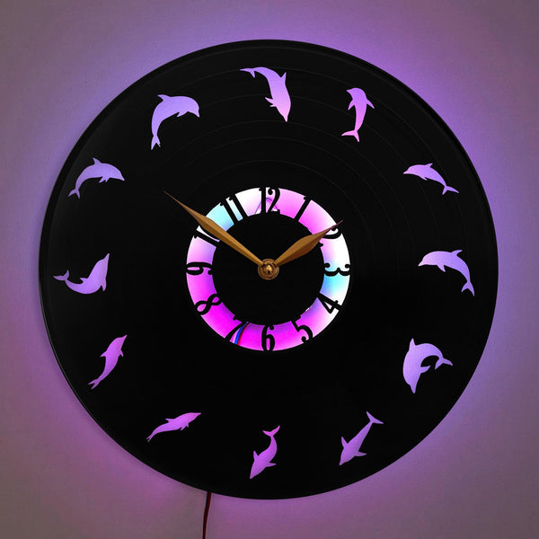 Dolphin Wall Clock, Dolphin Gift, Ocean Theme Clock, Marine Life Wall Clock, Dolphin Silhouette Clock, Underwater Decor Clock, Dolphin