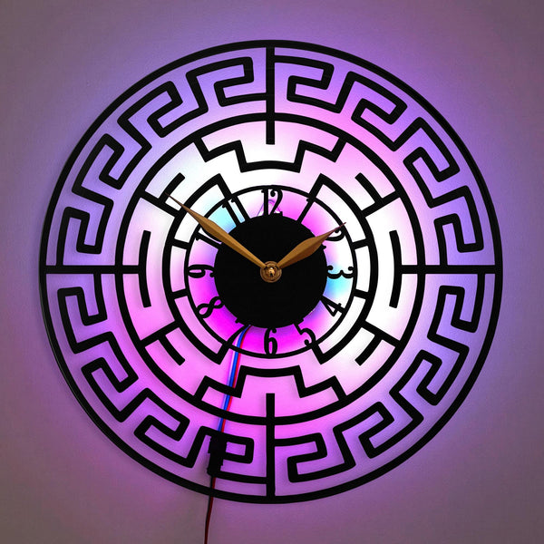 Greek Clock, Geometric Design Clock, Maze Pattern Clock, Minimalist Clock, Maze
