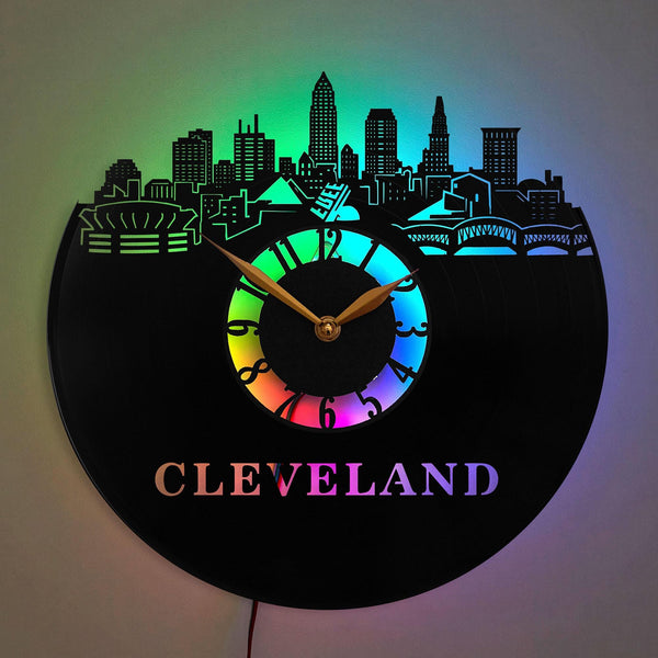 Cleveland Clock, City Skyline Clock, Urban Decor