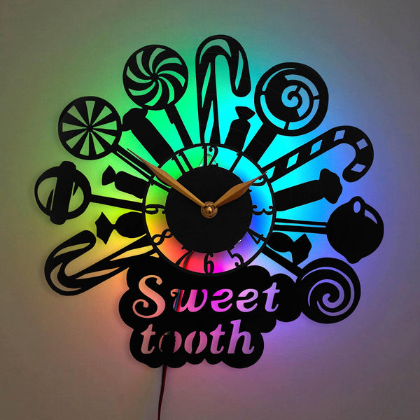 Candy Clock, Candy Decor, Lollipops Clock, Candy Canes Clock, Sweets Theme Clock, Kids Clock, Cafe Clock