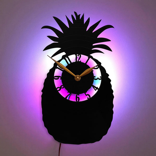 Pineapple Clock, Tropical Wall Clock, Pineapple Decor, Fruit Design Clock, Kitchen Decor Clock, Pineapple Silhouette Clock, Pineapple