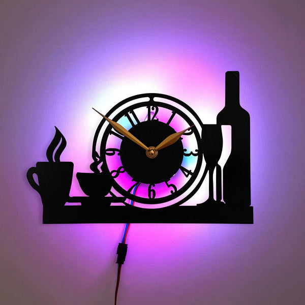 Red Wine And Grapes Wall Clock, Red Wine And Grapes Gift, Coffee and Wine Wall Clock, Kitchen Decor Clock, Dining Room Decor