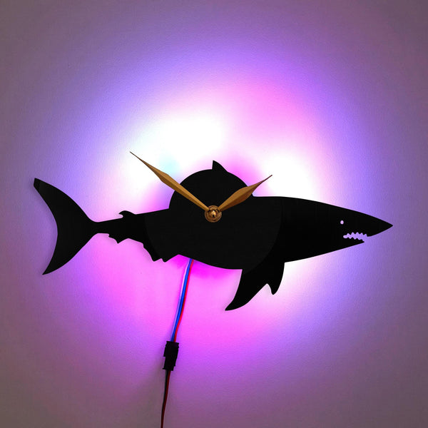 Shark Clock, Shark Decor, Minimalist Shark Clock, Ocean Theme Clock, Sea Life Decor, Modern Shark Clock, Animal Silhouette Clock, Shark