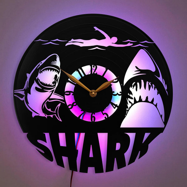 Shark Clock, Shark Attack Clock, Swimmer Shark Clock, Ocean Theme Clock, Shark Decor Clock, Marine Life Clock, Shark