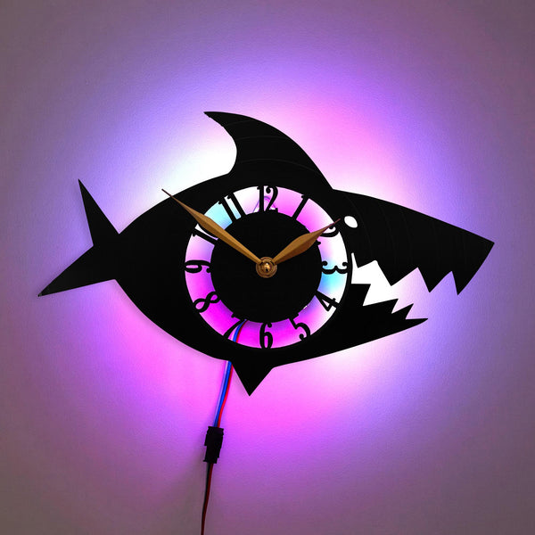 Shark Wall Clock, Ocean Theme Clock, Nautical Decor Clock, Marine Life Clock, Underwater Theme Clock, Shark