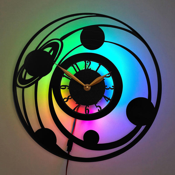 Astronomical Clock, Solar System Clock, Planets and Orbits Clock, Cosmic Clock, Space Aesthetic Clock