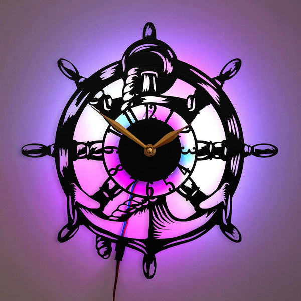 Ship Steering Clock, Ship Steering Decor, Ship Wheel Wall Clock, Ocean Decor Clock, Maritime Wall Art, Sailor Wheel Decor, Ship Wheel