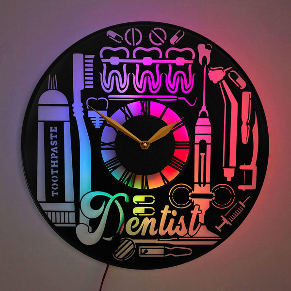 Dentist Wall Clock, Dentist Clock, Dental Themed Clock, Toothbrush Clock, Toothpaste Clock, Dental Tools Decor, Dentist Gift, Dentist, Toothbrush, Toothpaste, Dental Tools