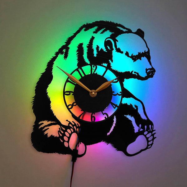 Bear Clock, Wildlife Theme Clock, Nature Inspired Design, Animal Decor Clock, Rustic Aesthetic Clock