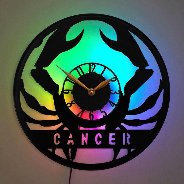 Cancer Clock, Cancer Zodiac Sign Clock, Crab Symbol Clock, Astrology Theme Clock, Horoscope Design Clock