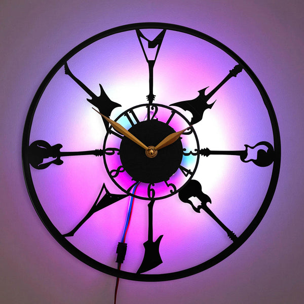 Rock Clock, Rock Decor, Guitar Clock, Music Wall Clock, Rock Music Decor, Music Lover Gift, Guitar Collection Clock, Modern Music Decor, Guitar