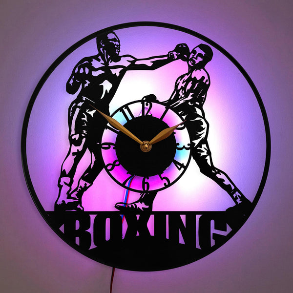 Boxing Clock, Boxing Decor, Boxing Silhouette Clock, Fighter Clock, Sports Decor Clock, Gift for Boxers, Boxing