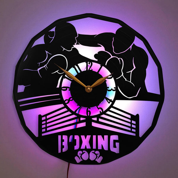 Boxing Clock, Boxing Gift, Boxing Decor, Sports Clock, Boxing Ring Silhouette, Fighter Clock, Gym Decor Clock, Boxing