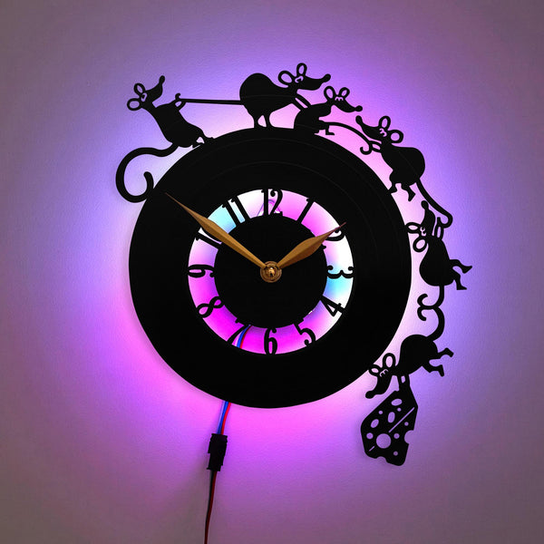 Cheese Clock, Mouse Clock, Kitchen Clock, Funny Clock, Cartoon Mouse Decor, Playful Wall Clock, Animal-Themed Clock, Mouse, Cheese