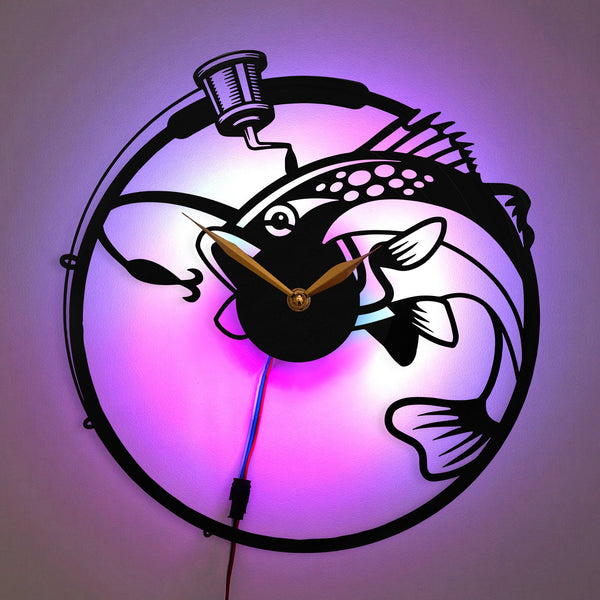 Fishing Clock, Fishing Decor, Fish Design Clock, Angler Decor Clock, Fishing Theme Clock, Gift for Fishermen, Fishing Decor Clock, Fishing