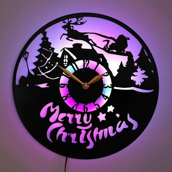 Merry Christmas Clock, Christmas Clock, Santa Clock, Christmas Decor, Unique Christmas Gift, Christmas Decoration, Winter Scene Clock, Merry Christmas