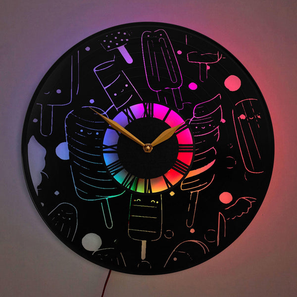 Food Wall Clock, Ice Cream Clock, Ice Cream Popsicle Clock, Summer Vibes Clock, Ice Cream Lovers Clock, Beach Decor, Food, Ice Cream, Summer Vibes