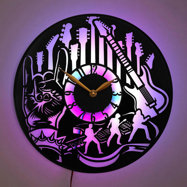 Heavy Metal Clock, Heavy Metal Gift, Rock Band Wall Clock, Music Lover Decor, Guitar Art Clock, Musician Gift, Rock and Roll Clock, Rock On