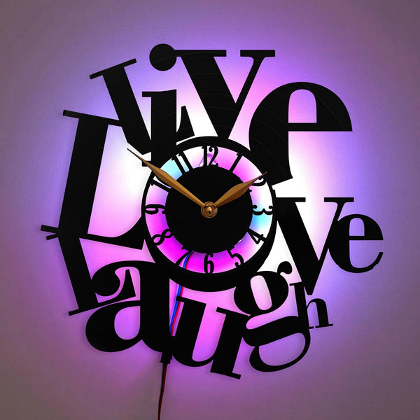 Live love laugh Clock, Inspirational Decor, Motivational Art Clock, Positive Quotes Decor, Uplifting Decor, Home Office Clock, Live Love Laugh