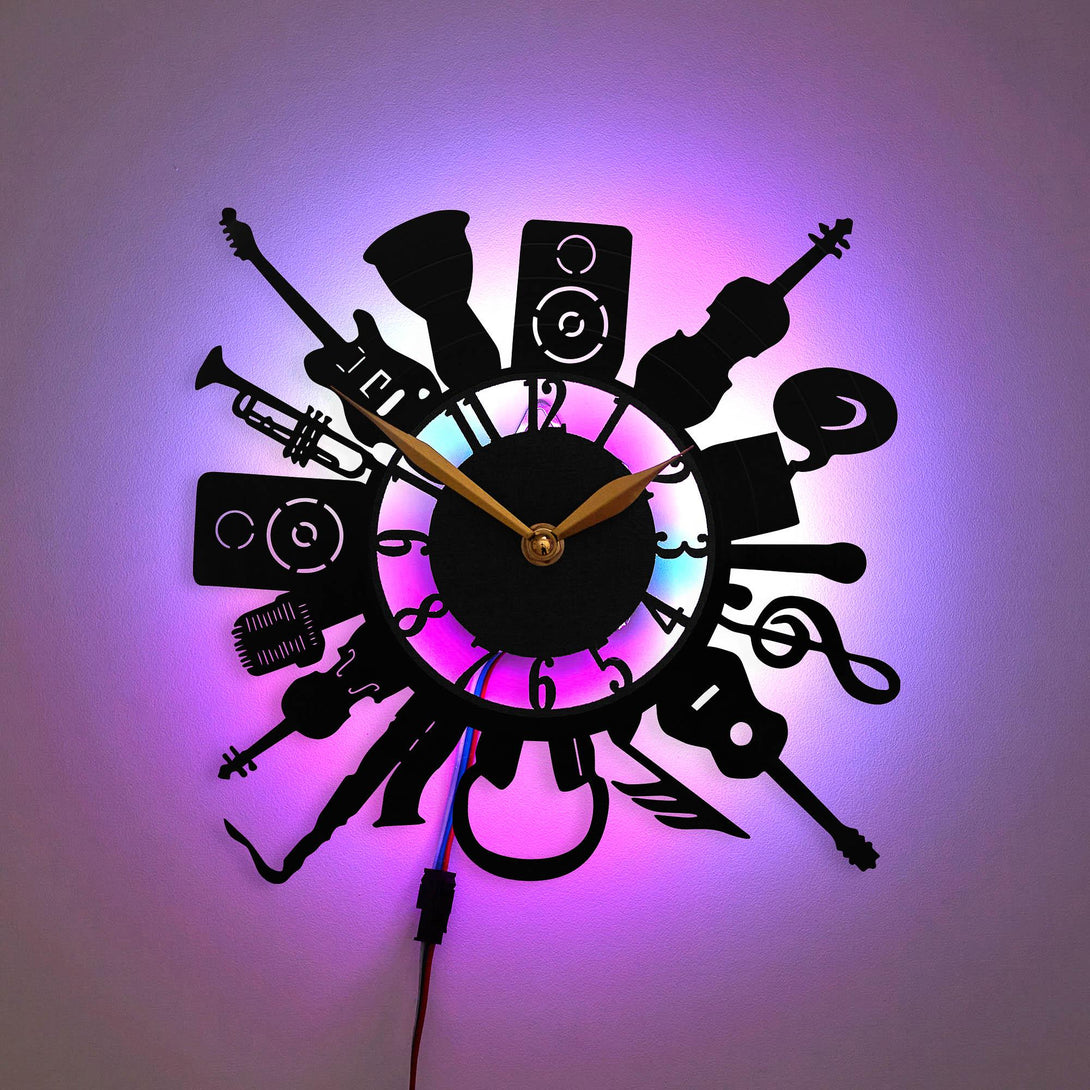 Music Wall Clock, Music Decor, Music Gift, Musical Instruments Wall Clock, Music Lover Decor, Band Room Clock, Music Teacher Gift, Orchestra