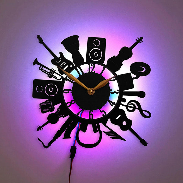 Music Wall Clock, Music Decor, Music Gift, Musical Instruments Wall Clock, Music Lover Decor, Band Room Clock, Music Teacher Gift, Orchestra