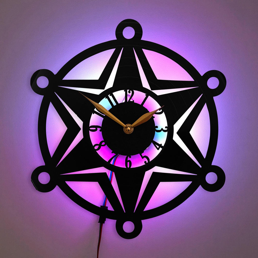 Police Wall Clock, Police Gift, Sheriff Badge Wall Clock, Western Decor, Law Enforcement Decor, Officer Gift, Star Badge Clock, Sheriff