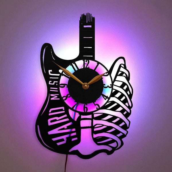 Rock Wall Clock, Rock Decor, Guitar Clock, Hard Music Decor, Rock Music Clock, Music Lover Decor, Rock Band Gift, Music Room Decor, Heavy Metal