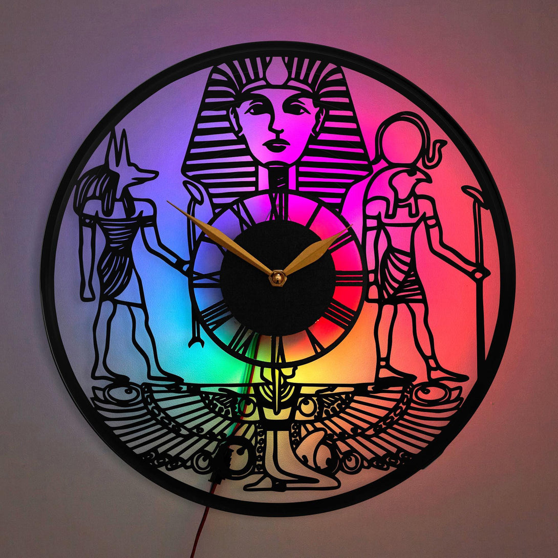 Egyptian Wall Clock, Ancient Egypt Clock, Pharaoh Clock, Egyptian Art Clock, Egypt Decor, Egypt Lover Gift, Egypt