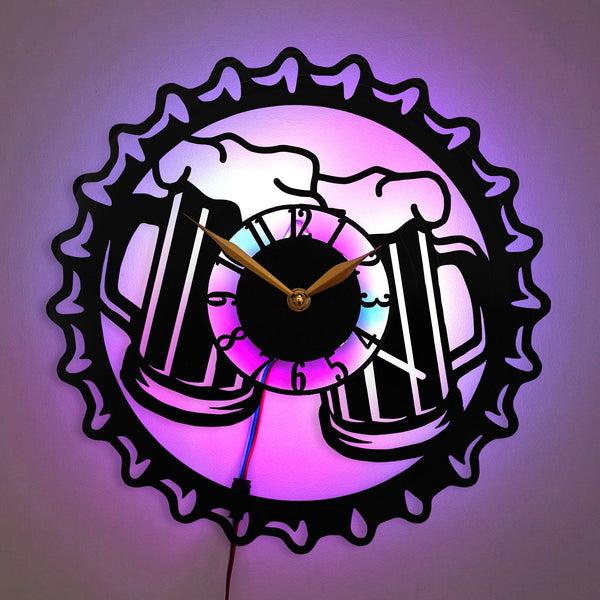 Beer Clock, Beer Gift, Bar Themed Clock, Beer Art Clock, Pub Wall Clock, Beer